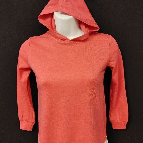 GIRLS FUSCHIA HOODED LONG SLEEVE T SHIRT - Picture 3 of 4